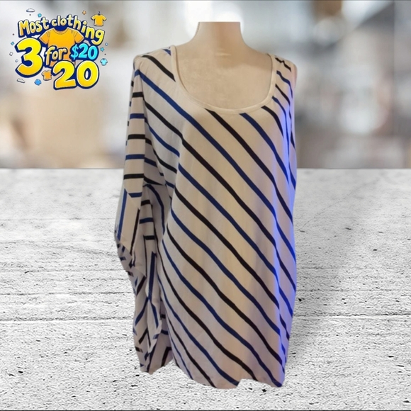 NWT Lane Bryant white with blue stripes sleeveless top size 22/24 - Picture 1 of 11